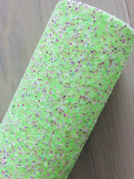 Mixed Green Chunky Glitter Fabric - Twill  Backing