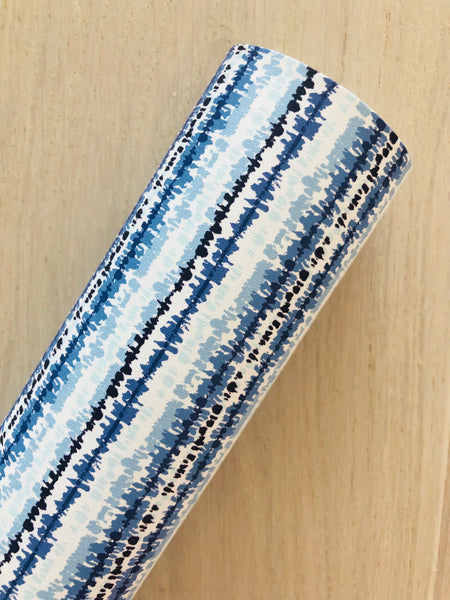 Custom Printed Smooth Leather Blue Tie Dye Strips