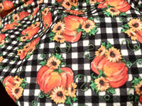 Bullet Fabric Pumpkins with Sunflowers on Black and White Plaid