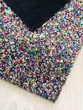 Mixed Black Chunky Glitter Fabric  - Black Nylon Back