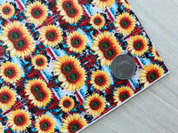 Printed Pebbled Faux Leather Sunflower and Tribal Design