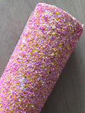 Pink Lemonade, Premium Chunky Glitter Fabric Sheet - Canvas Backing