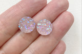 12mm Iridescent Pink Cabochon Druzy(10pcs)