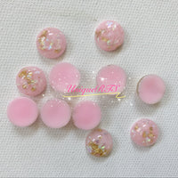 Pink with Built-in Gold Leaf Opal Resin Cabochons (10pcs)