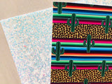 Custom Printed Smooth Leather Leopard, Serape and Cactus