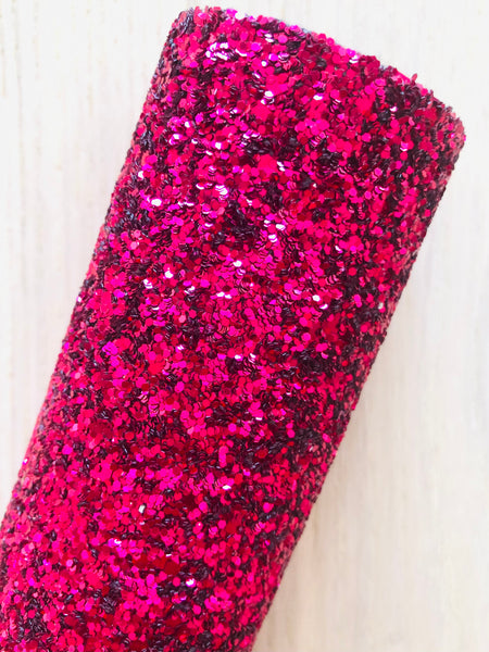 Premium Hot Pink Chunky Glitter Fabric Sheet - Black Twill Back