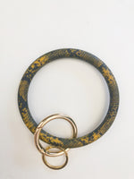 Black and Gold Snake Skin Smooth Silicone Bangle Key Ring