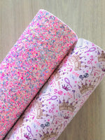 Lux Pink, Blue and White Chunky Glitter Fabric Sheet - Soft Felt Backing