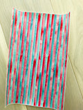 Printed Pebbled Faux Leather Red and Green Watercolor Strips