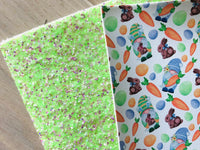 Mixed Green Chunky Glitter Fabric - Twill  Backing