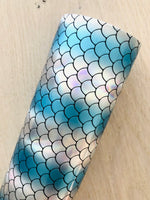 Reflective Ombré Mermaid Scales Faux Leather - Cotton Backing