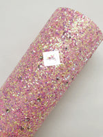 Multicolor Pink Chunky Glitter Fabric Sheet with Sequins