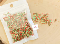 Red, Green and White Candy Cane Clay Pieces