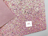 Multicolor Pink Chunky Glitter Fabric Sheet with Sequins