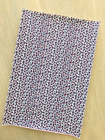 Printed Pebbled Faux Leather Red and Blue Leopard