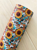 Printed Pebbled Faux Leather Sunflower