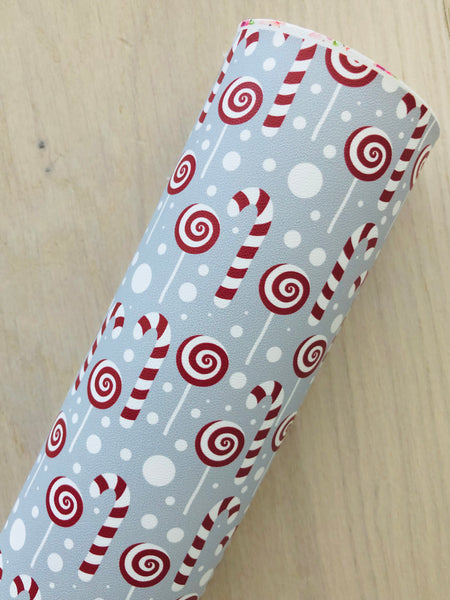 Custom Printed Smooth Leather Candy Cane  - Soft Felt Backing