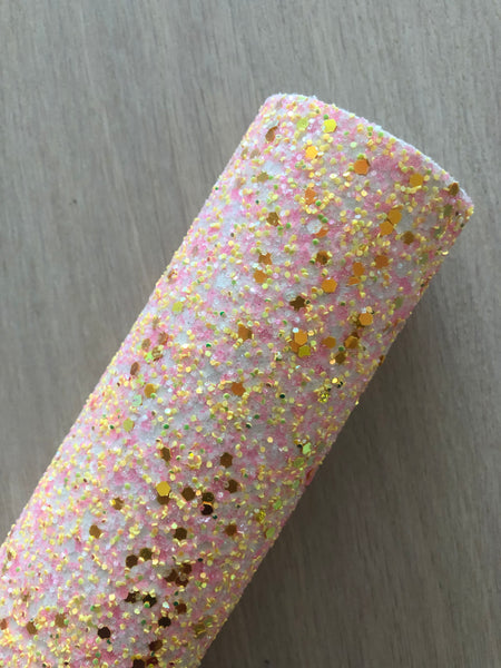 LUX Mixed Yellow and Pink Chunky Glitter Fabric Sheet