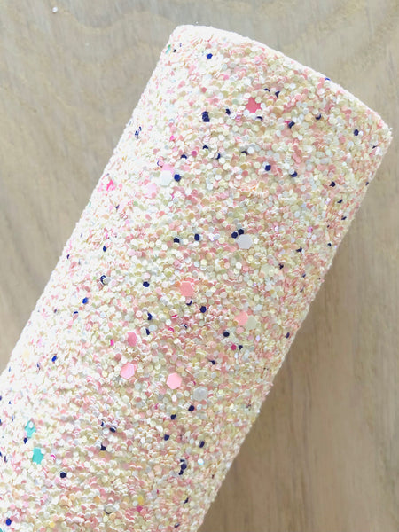 Iridescent Peach Color Chunky Glitter Fabric