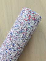 White and Purple Mixed Chunky Glitter Fabric - Canvas Backing