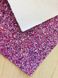 Mixed Purple and Pink Chunky Glitter Fabric Sheet - Nylon Backing