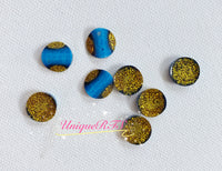 Blue with Gold Glitter Resin Cabochons (10pcs 12mm)