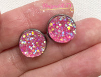 Pink Crystal Faux Druzy Cabochons (10pcs)