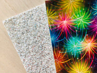 Custom Printed Smooth Faux Leather Fireworks