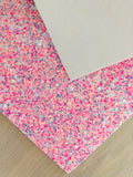 Lux Pink, Blue and White Chunky Glitter Fabric Sheet - Soft Felt Backing