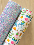 Lux Blue, Pink and White Chunky Glitter Fabric Sheet - Soft Felt Backing