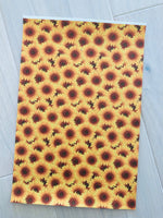 Custom Printed Smooth Faux Leather 3D Sunflowers