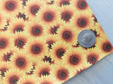 Custom Printed Smooth Faux Leather 3D Sunflowers