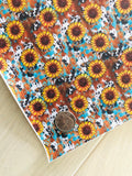 Printed Pebbled Faux Leather Sunflower