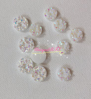 White Iridescent Chunky Faux Druzy Cabochons (10pcs)