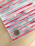 Printed Pebbled Faux Leather Red and Green Watercolor Strips