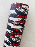 Custom Printed Smooth Leather Plaid, Leopard Brushstrokes - Soft Felt Backing