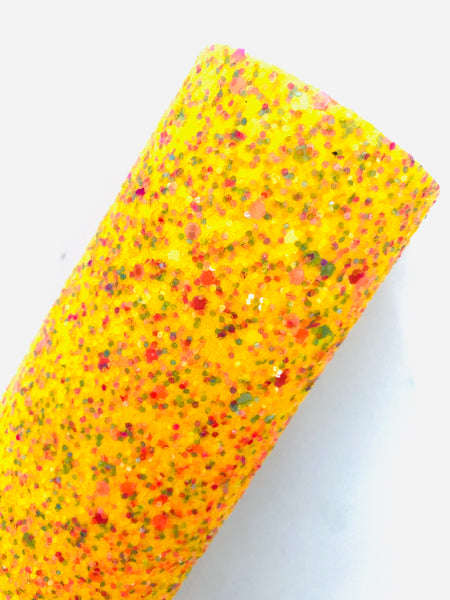 Mixed Yellow Chunky Glitter Fabric Sheet