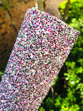 Mixed White, Red, Green and Purple Chunky Glitter Fabric - White Canvas Backing