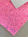 Lux Pink Chunky Glitter Fabric Sheet - Felt Backing