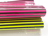 Patent Leather - Neon Yellow with Black Strips