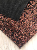 Premium Solid Brown Color Chunky Glitter Fabric - Black Twill Back