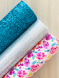 Custom Printed Smooth Leather Watercolor Flowers - Felt Backing