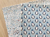 Premium White Chunky Glitters Fabric with Mixed Blue and Silver Glitters - Canvas Backing