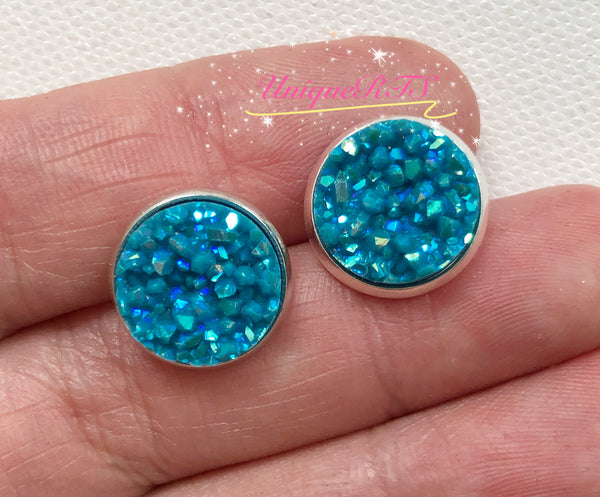 Teal Chunky Faux Druzy Cabochons (10pcs)