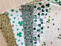 Premium Mixed Green, White and Silver Chunky Glitter Fabric Sheet - Canvas Backing