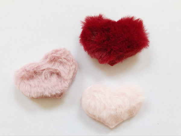 Set of 2 Faux Fur Padded Hearts