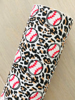 Printed Pebbled Faux Leather Baseball on Leopard