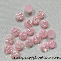 Pink with Built-in Silver Leaf Opal Resin Cabochons (10pcs)