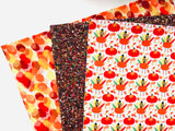 Custom Printed Smooth Faux Leather Cute Turkey and Pumpkins