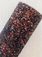 Premium Solid Brown Color Chunky Glitter Fabric - Black Twill Back